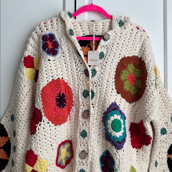 NWT Free People Star Crochet Hoodie, XS/S - Picture 6 of 13